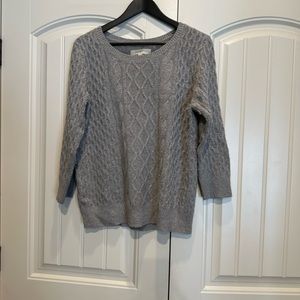 3/4 sleeve cable knit sweater